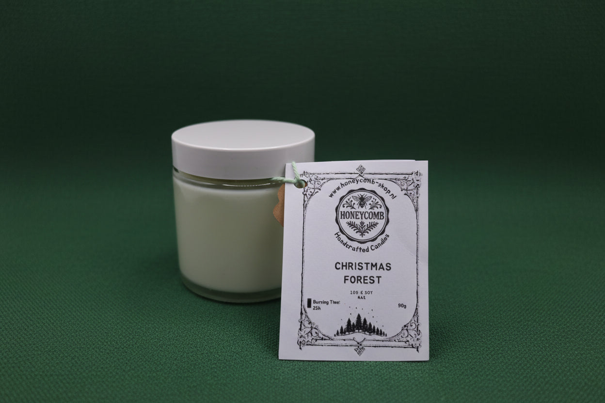 Geurkaars “Christmas Forest” – handgemaakt van sojawas (90 g) | Honeycomb