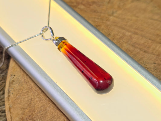 Handgemaakte hanger van 925 sterling zilver met amber – verfijnd en tijdloos