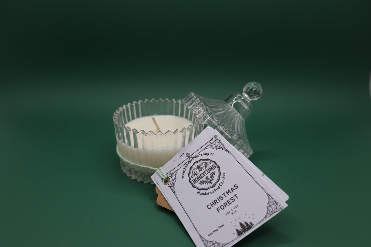 Geurkaars “Christmas Forest” – handgemaakt van sojawas (50 g) | Honeycomb
