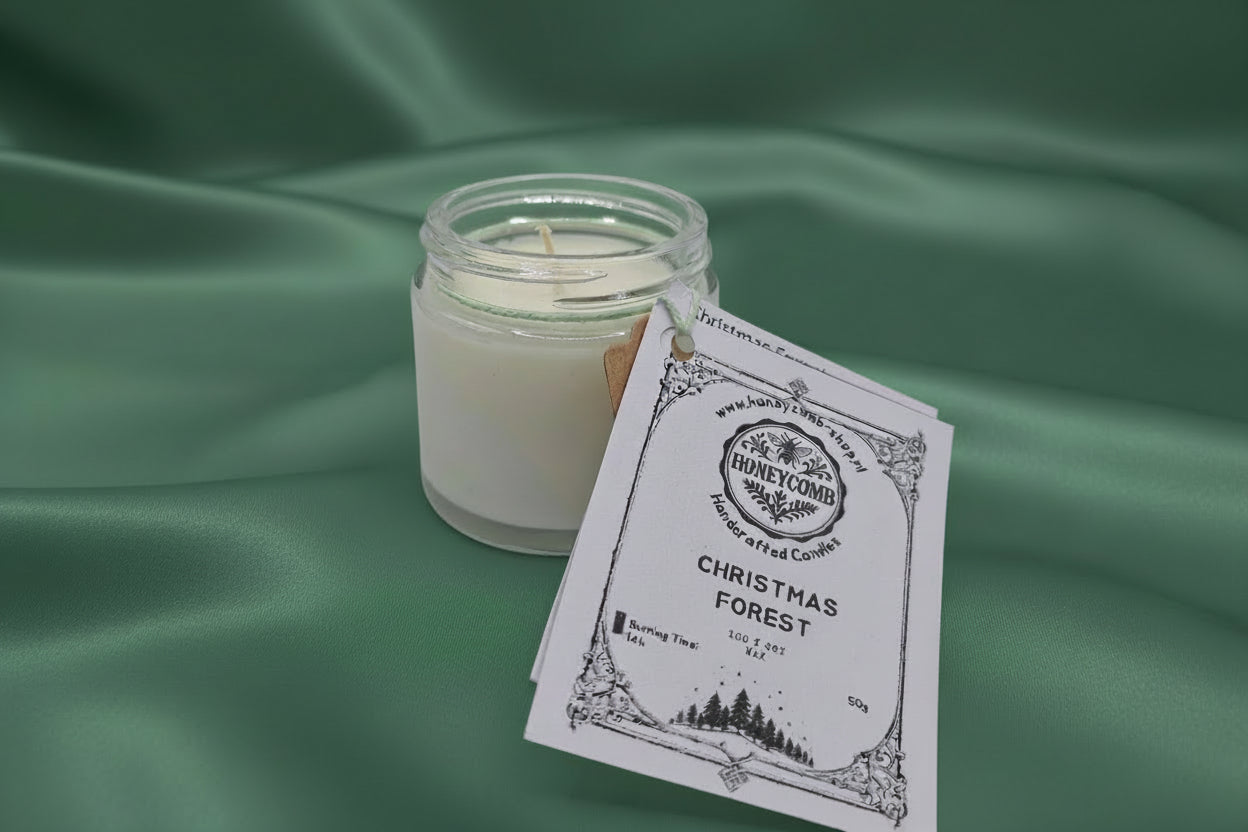 Geurkaars “Christmas Forest” – handgemaakt van sojawas (50 g) | Honeycomb