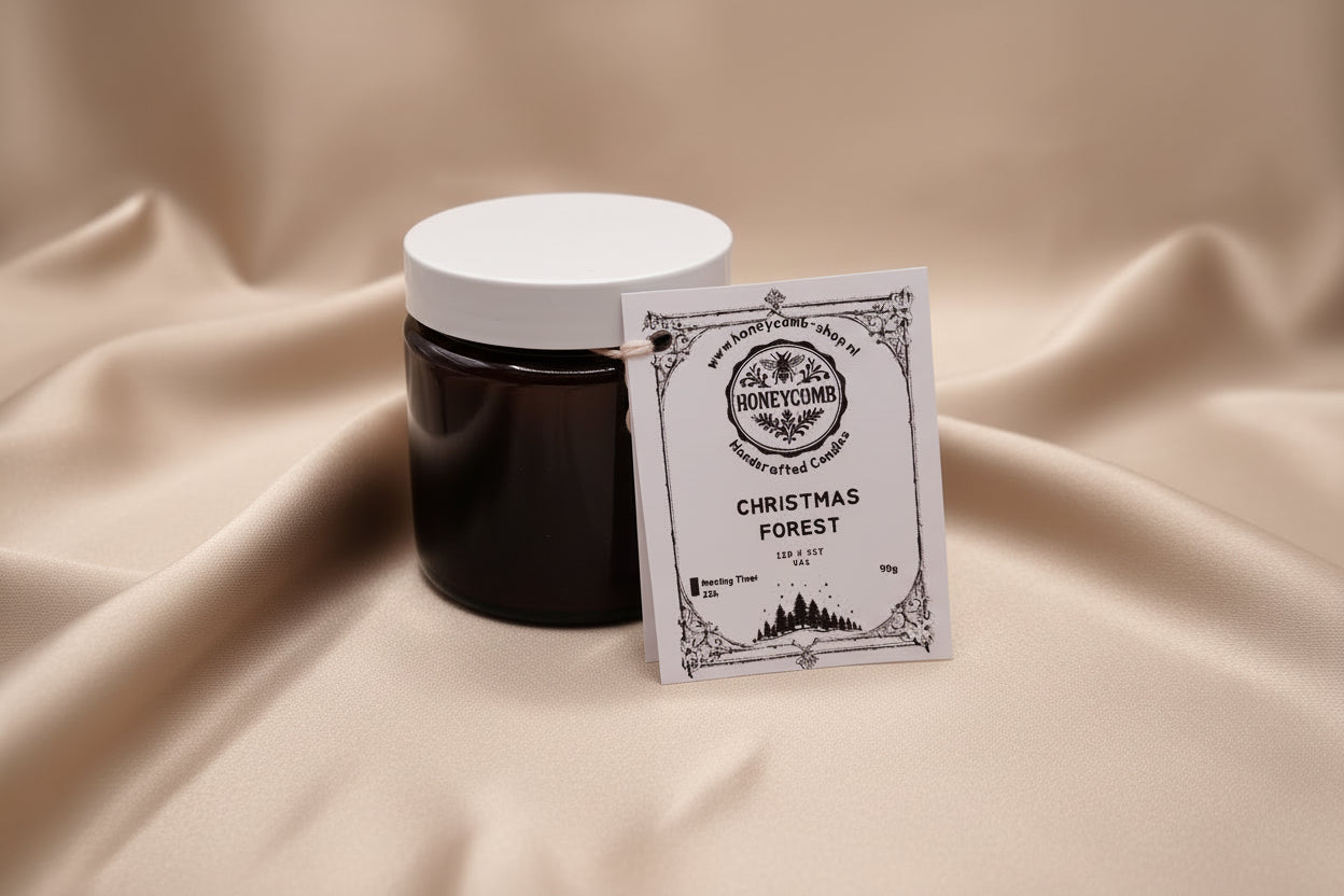 Geurkaars “Christmas Forest” – handgemaakt van sojawas (90 g) bruin | Honeycomb