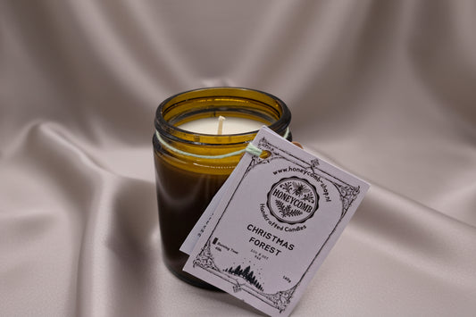 Geurkaars “Christmas Forest” – handgemaakt van sojawas (140 g) | Honeycomb