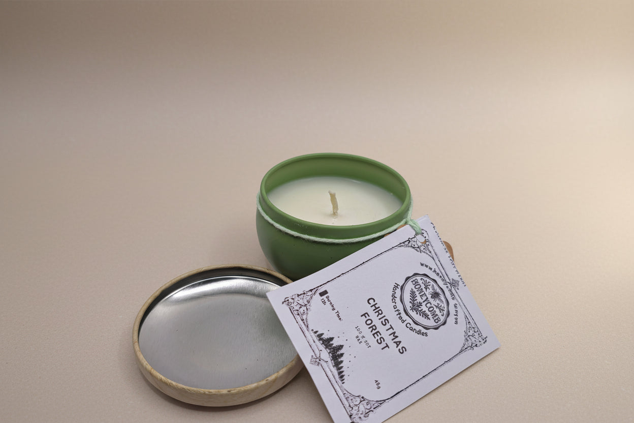 Geurkaars “Christmas Forest” – handgemaakt van sojawas (45 g) | Honeycomb