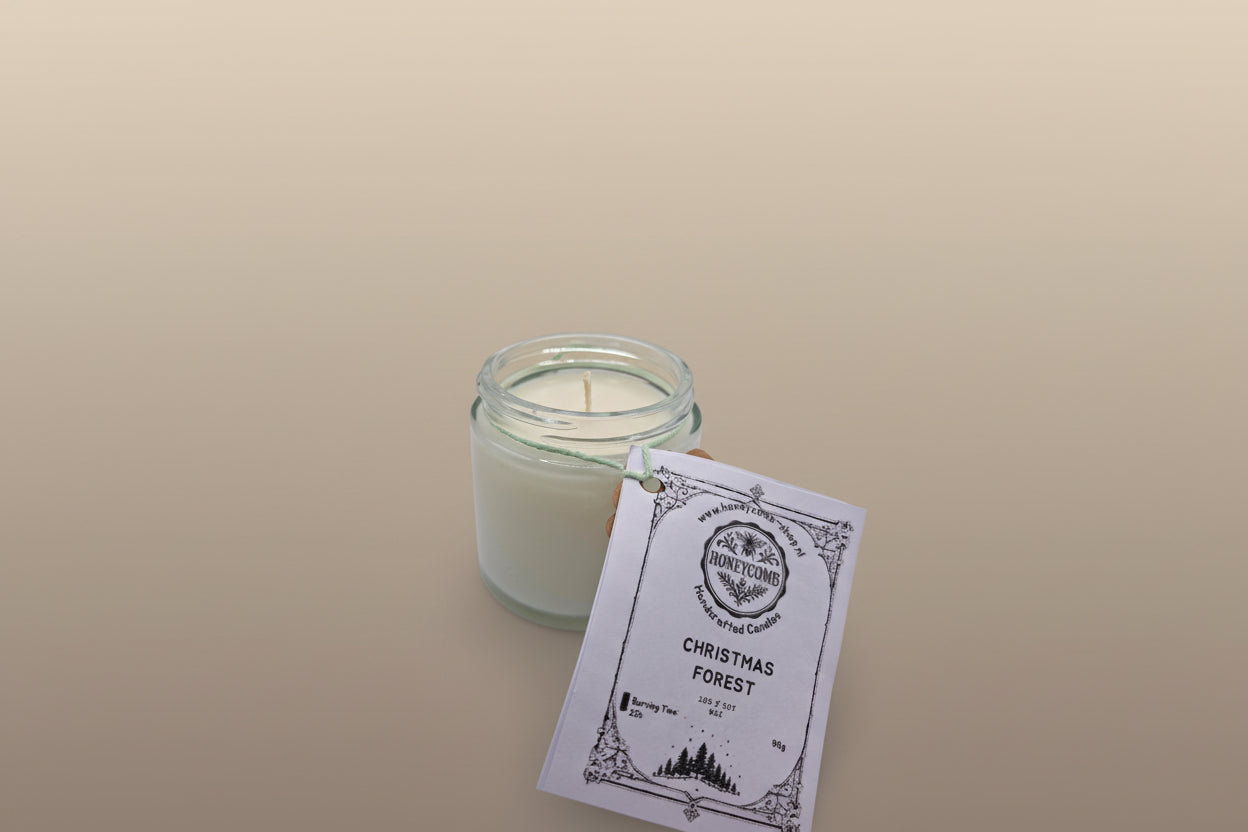 Geurkaars “Christmas Forest” – handgemaakt van sojawas (90 g) | Honeycomb