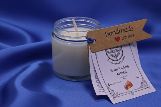 🕯️ Geurkaars “Honeycomb Amber” – handgemaakt van sojawas (50 g) | Honeycomb