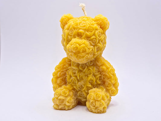 Handgemaakte bijenwas kaars – teddybeer, 100% natuurlijke bijenwas