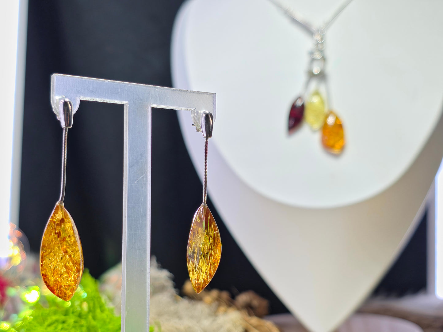 Exclusieve Luxe Sieradenset van 925 Sterling Zilver met Authentieke Baltische Barnsteen