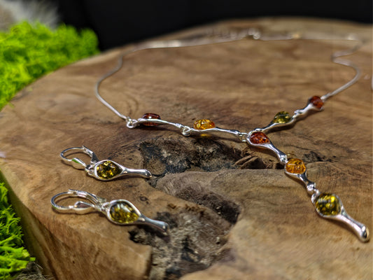 Exclusieve Sieradenset van 925 Sterling Zilver met Authentieke Baltische Barnsteen