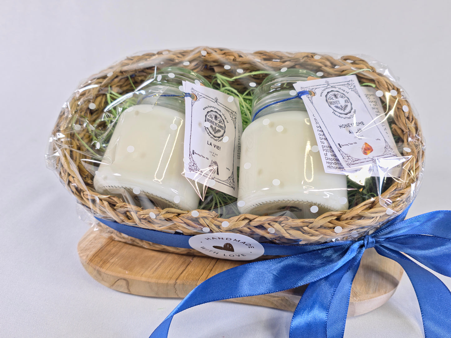 Geurkaarsenset Honeycomb Amber & La Vie! – handgemaakt van sojawas (2 × 145 g) | Honeycomb
