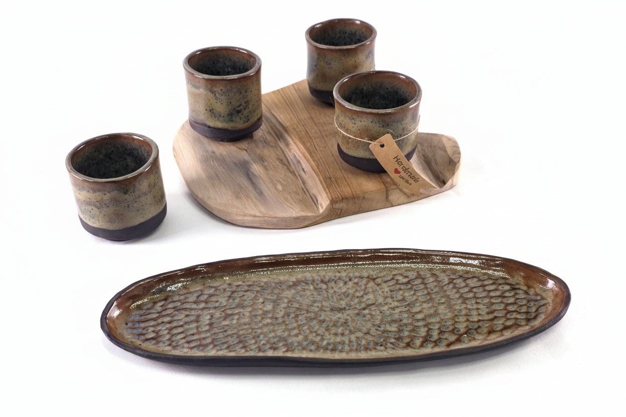 Handgemaakt keramiek set – kopjes met schaal | Falka Pottery