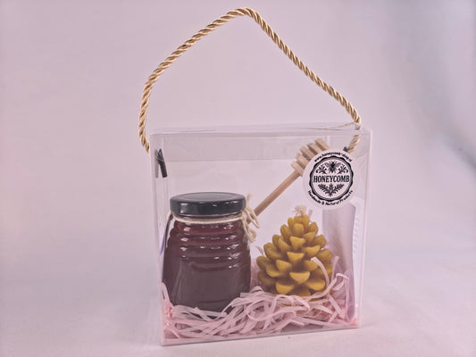 Cadeauset met honing en bijenwas kaars