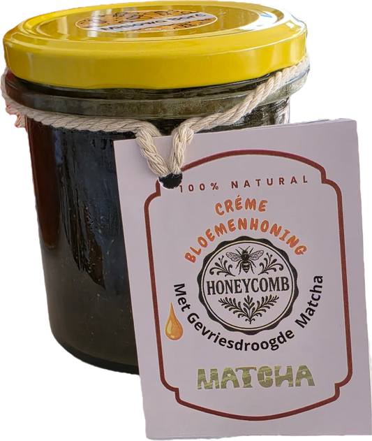 Crème bloemenhoning met matcha